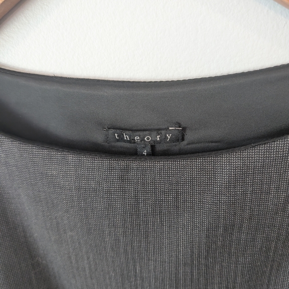 Theory Gray Pleated Sheath Mini Dress Scoop Neck - Picture 3 of 7